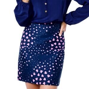 Lilly Pulitzer Adler Navy Jacquard Hearts Skirt Size 14
